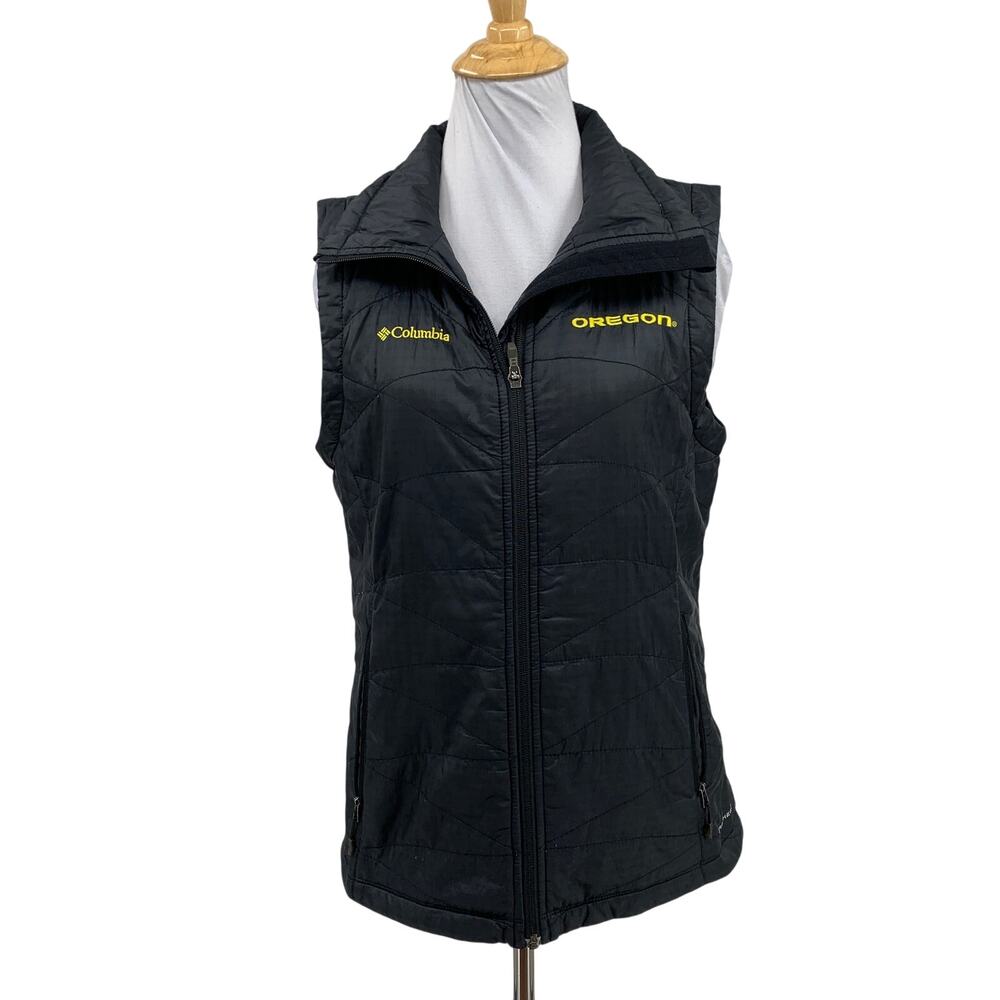 Oregon Ducks Vest Womens M Medium Black Mighty Lite Omni Heat Full Zip Columbia